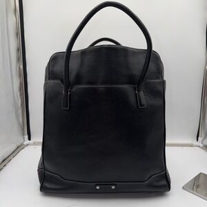 Cole Haan Black Pebbled Leather Tote Bag Contrast Stitch Handle  Bag Carryall